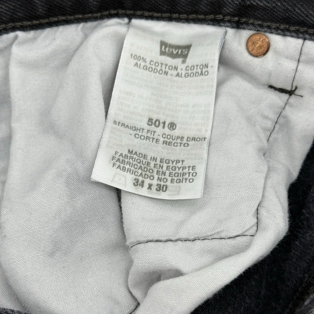Levis Mens 501 Jeans Original Fit 100% Cotton Denim Button Fly Straight 34 Black